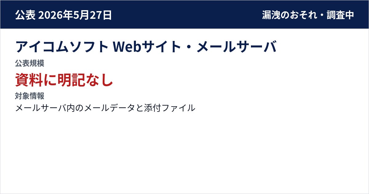 アイコムソフト Webサイト・メールサーバ 公表規模:資料に明記なし