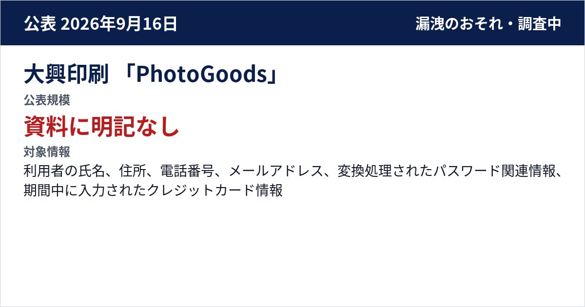 大興印刷 「PhotoGoods」 公表規模:資料に明記なし