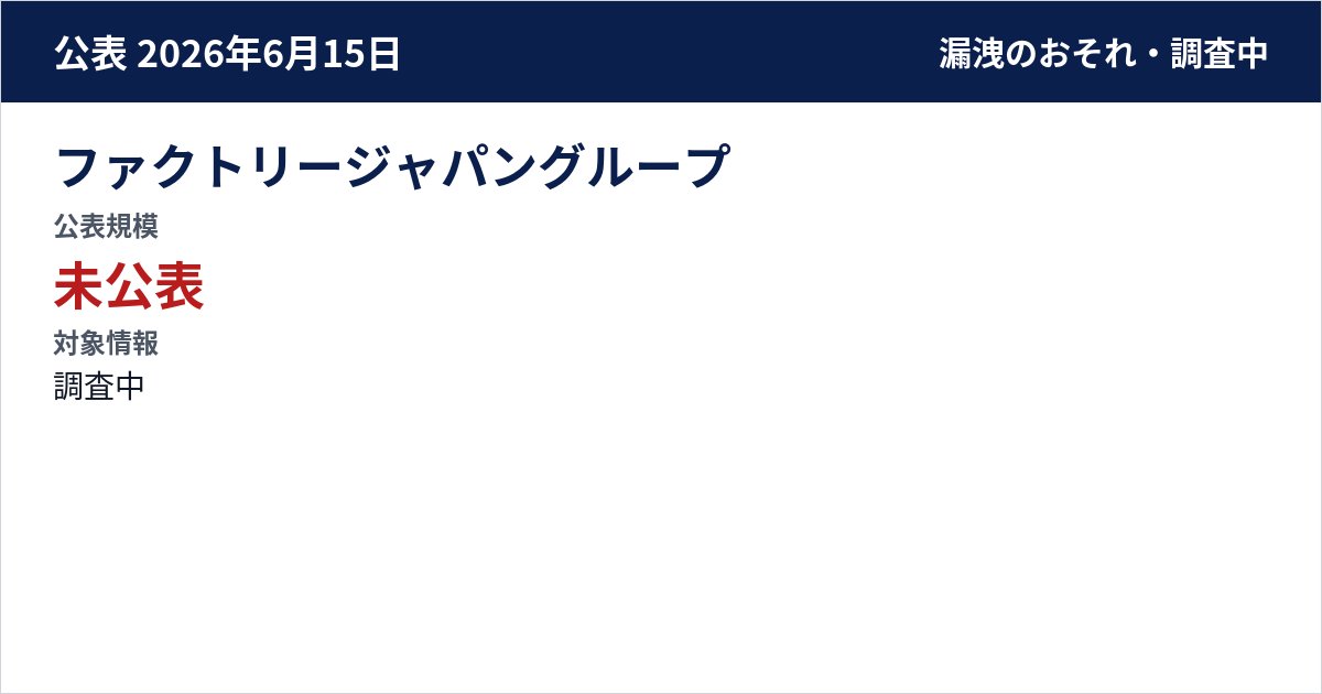 ファクトリージャパングループ 公表規模:未公表