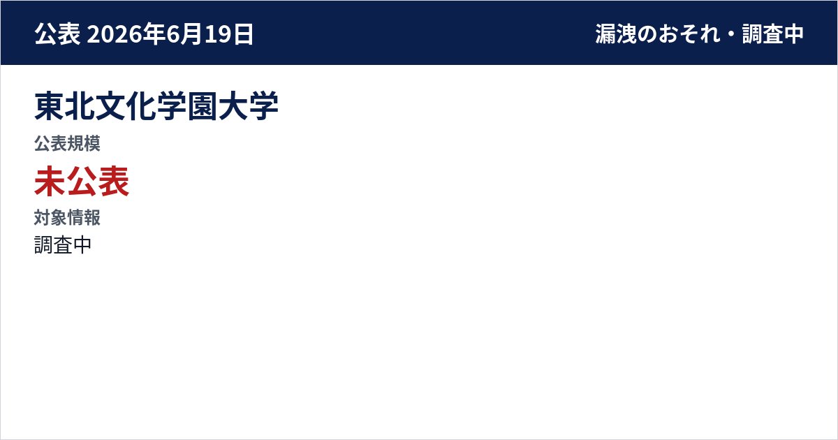 東北文化学園大学 公表規模:未公表