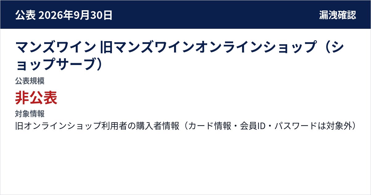 マンズワイン 旧マンズワインオンラインショップ(ショップサーブ) 公表規模:非公表