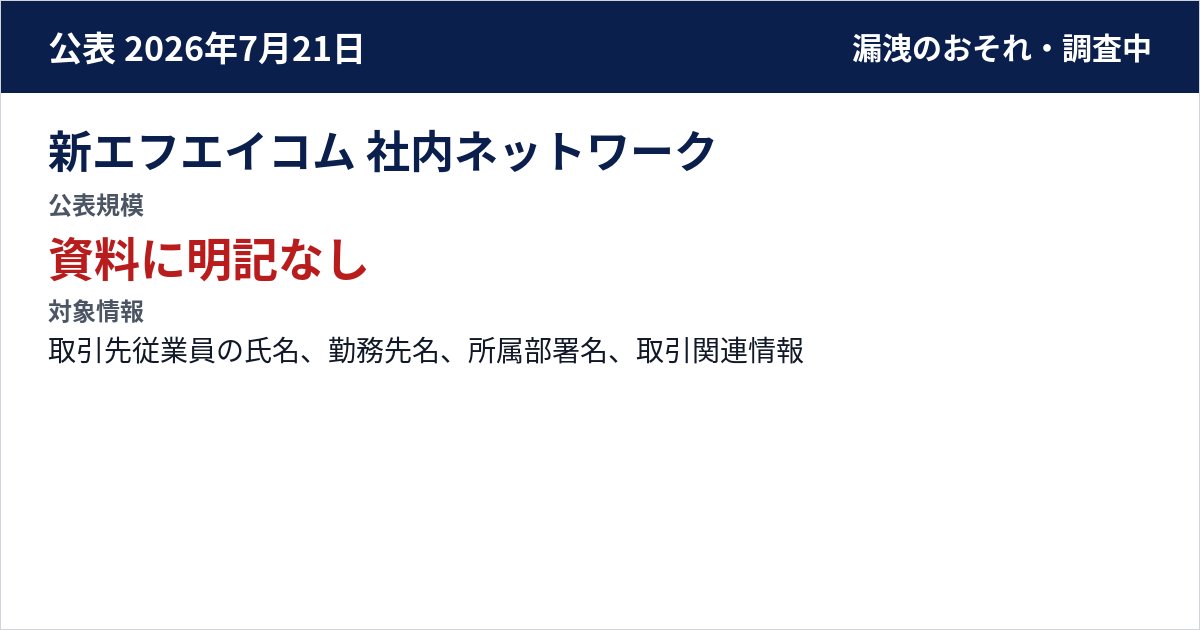 新エフエイコム 社内ネットワーク 公表規模:資料に明記なし