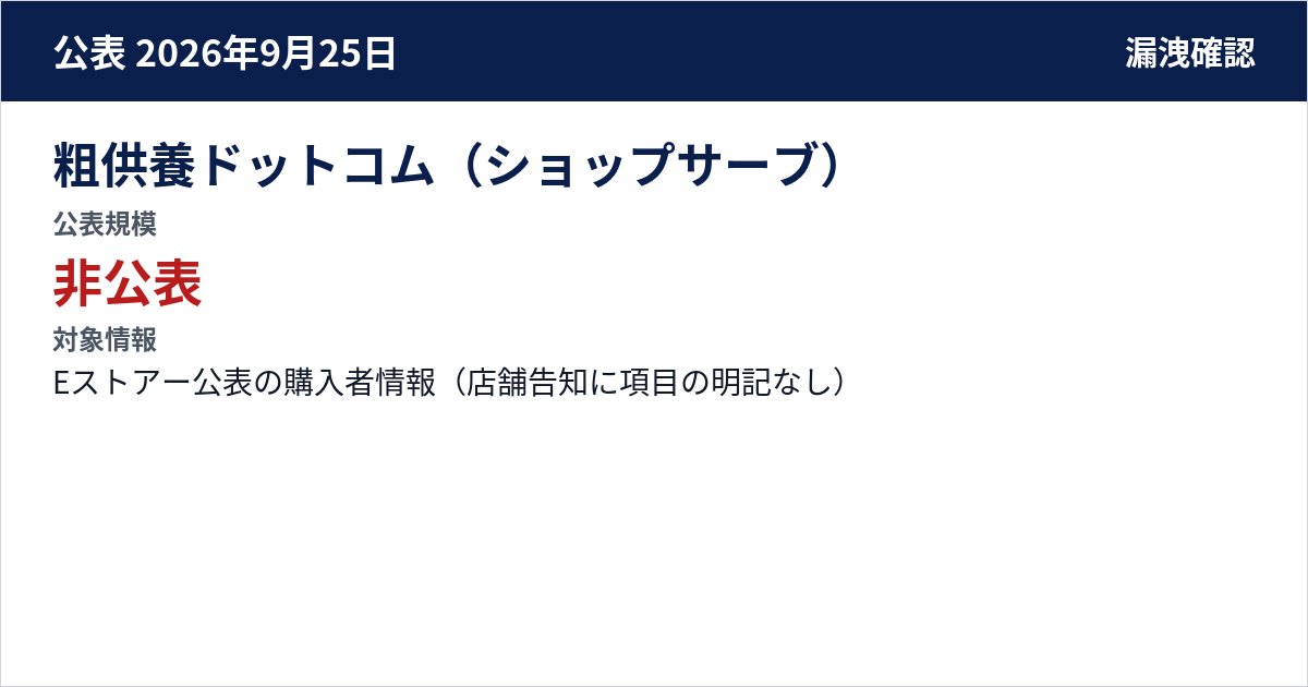 粗供養ドットコム(ショップサーブ) 公表規模:非公表