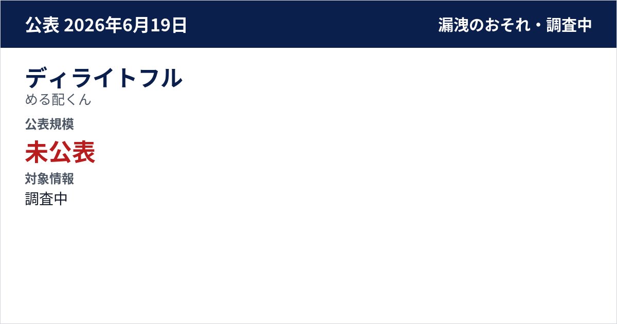 ディライトフル める配くん 公表規模:未公表