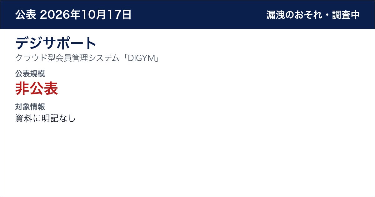 デジサポート クラウド型会員管理システム「DIGYM」 公表規模:非公表