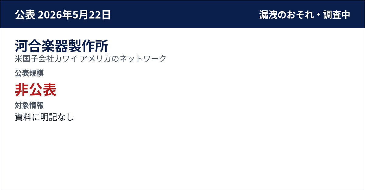 河合楽器製作所 米国子会社カワイ アメリカのネットワーク 公表規模:非公表