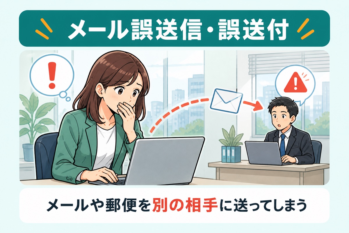 メール誤送信・誤送付：メールや郵便を別の相手に送ってしまう
