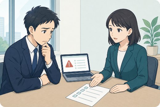 担当者に点検結果を説明する様子のイメージ